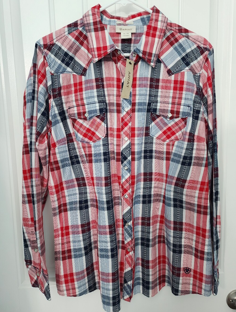 NEW! Ariat Women's Plaid Sequins Eagle Long Sleeve Western Snap Shirt, Size XL